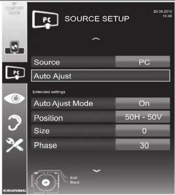 GRUNDIG 32 VLE 6220 BH - Settings for PC mode - 1