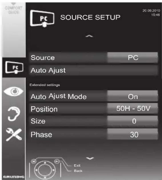 GRUNDIG 22 VLE 8220 SG - Settings for PC mode - 1
