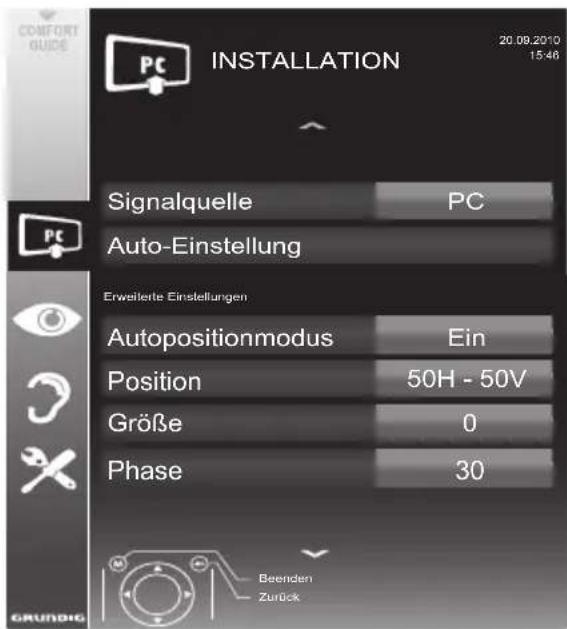 GRUNDIG 22 VLE 8220 SG - Einstellungen zum PC-Betrieb - 1