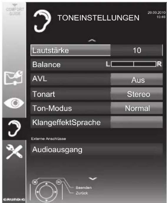 GRUNDIG 22 VLE 8220 SG - Toneinstellungen - 1
