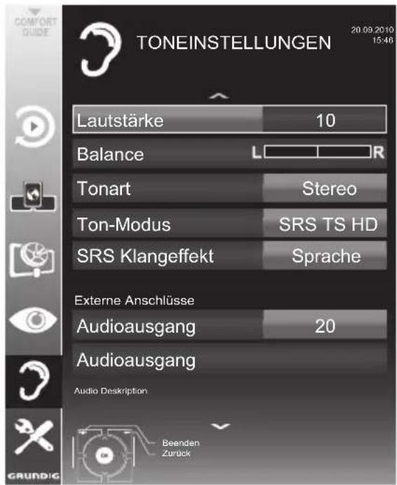 GRUNDIG 40 VLE 8270 SL - Toneinstellungen - 1