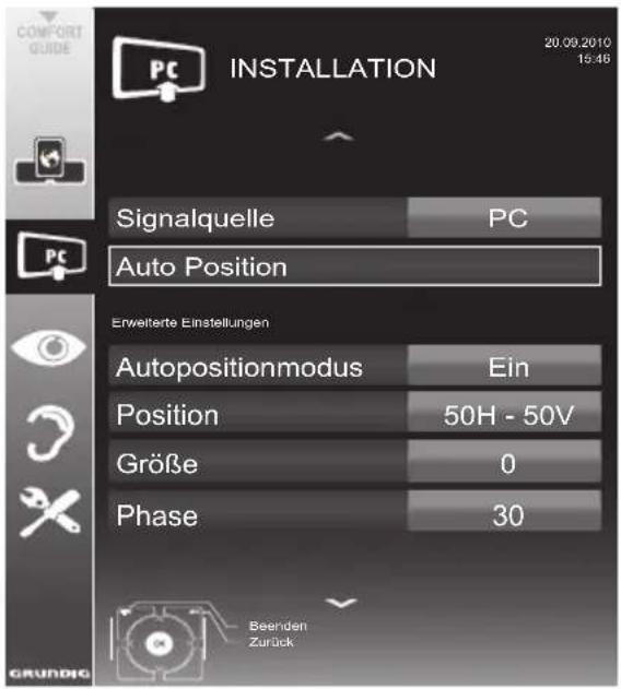 GRUNDIG 40 VLE 8270 SL - Einstellungen zum PC-Betrieb - 1