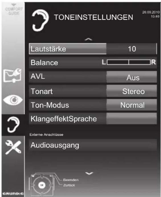 GRUNDIG 46 VLE 6220 DF - Toneinstellungen - 1