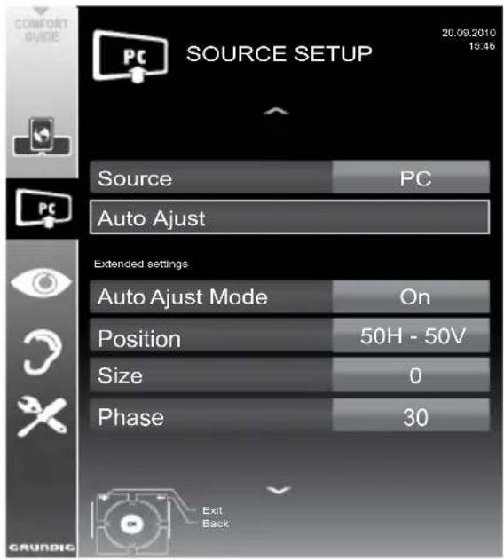 GRUNDIG Fine Arts 46 FLE 9170 SL - Settings for PC mode - 1