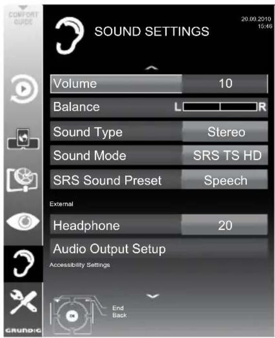 GRUNDIG Fine Arts 46 FLE 9170 SL - Sound settings - 1