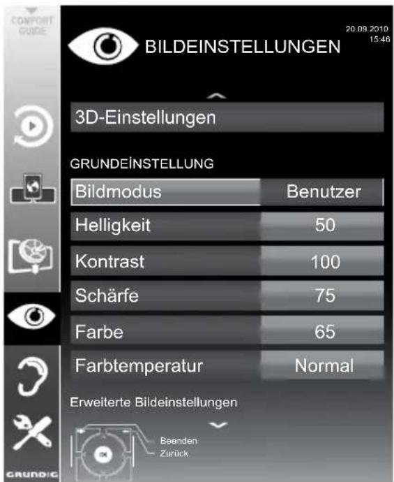 GRUNDIG Fine Arts 46 FLE 9170 SL - Bildeinstellungen - 1