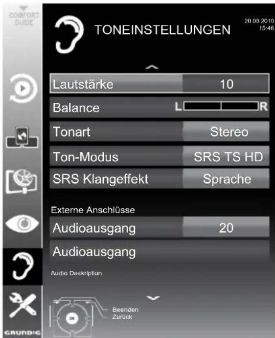 GRUNDIG Fine Arts 46 FLE 9170 SL - Toneinstellungen - 1