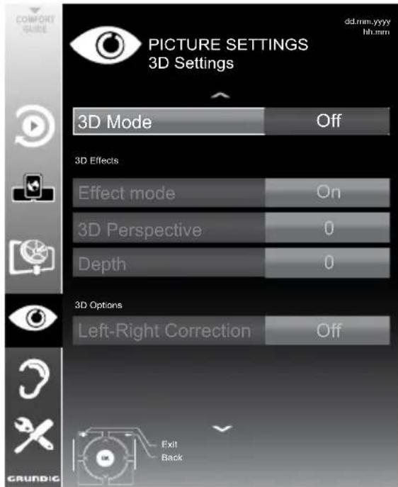 GRUNDIG Fine Arts 46 FLE 9170 SL - 3D Settings - 1