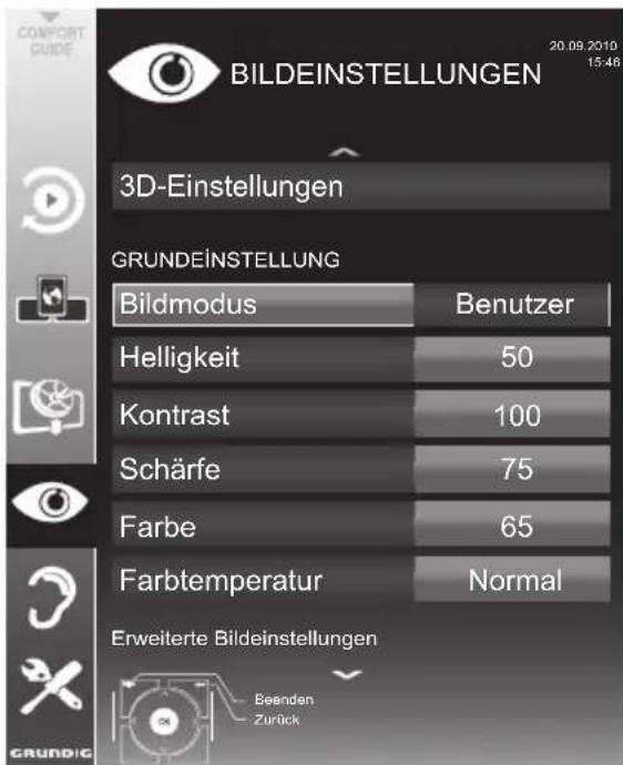 GRUNDIG Fine Arts 40 FLE 9170 SL - Bildeinstellungen - 1