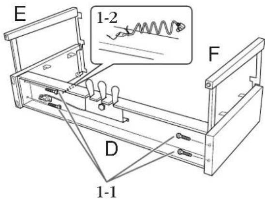 YAMAHA Clavinova CLP-380 - Attach E and F to D. - 1