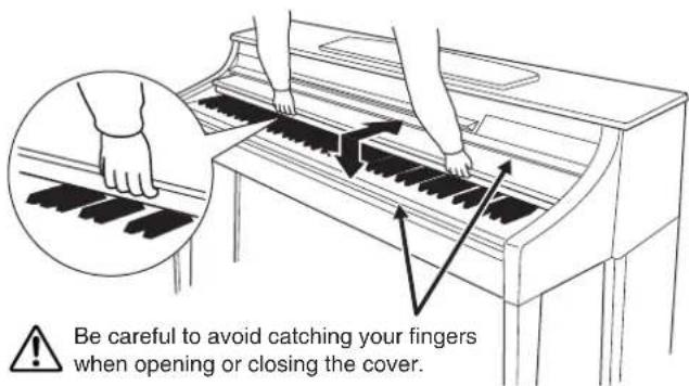 YAMAHA Clavinova CLP-380 - To close the key cover: - 1