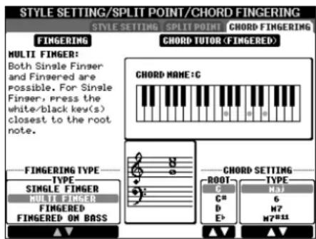 YAMAHA Clavinova CVP-405 - Selecting a Chord Fingering Type - 1
