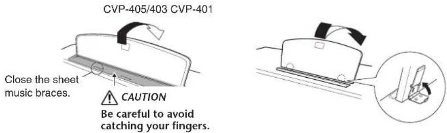 YAMAHA Clavinova CVP-405 - To Lower the Music Rest: - 1