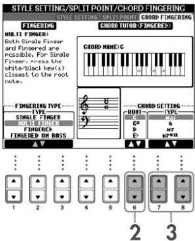 YAMAHA Clavinova CVP-405 - Press the [6▲▼] button to select the root note. - 1