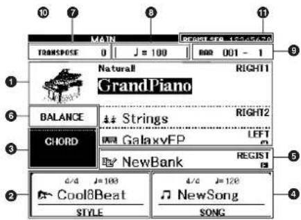 YAMAHA Clavinova CVP-405 - Main Display - 2