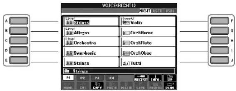YAMAHA Clavinova CVP-405 - Press one of the [A]-[J] buttons to select the desired Voice. - 1