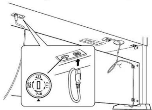 YAMAHA Clavinova CVP-405 - Set the voltage selector and connect the power cord. - 1