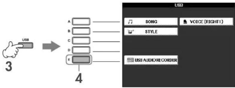 YAMAHA Clavinova CVP-405 - Press the [USB] button. - 1