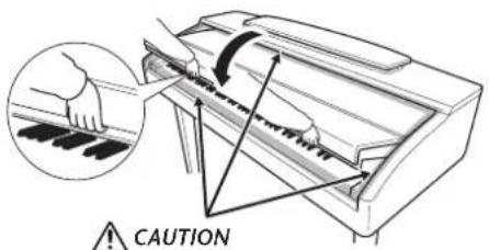 YAMAHA Clavinova CVP-405 - Closing the key cover - 1