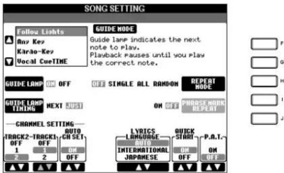 YAMAHA Clavinova CVP-405 - Selecting the Guide Function Type - 2