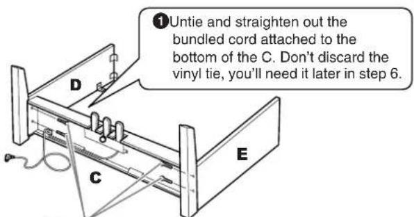 YAMAHA Clavinova CVP-405 - Attach C to D and E. - 1