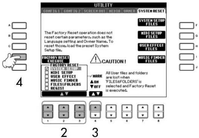 YAMAHA Clavinova CVP-405 - Restoring the Factory-programmed Settings Independently by Item - 1