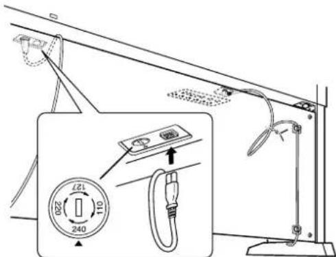 YAMAHA Clavinova CVP-405 - Set the voltage selector and connect the power cord. - 1