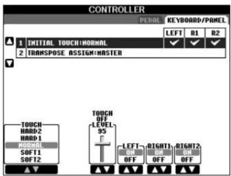 YAMAHA Clavinova CVP-405 - Press the TAB [▶] button to select the KEYBOARD/PANEL tab. - 2