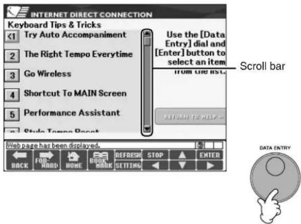 YAMAHA Clavinova CVP-405 - Operations in the Special Website Scrolling the Display - 1