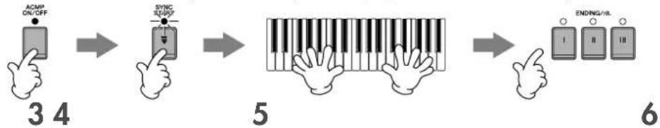 YAMAHA Clavinova CVP-405 - Press the [ACMP ON/OFF] button to turn on Auto Accompaniment. - 1