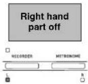 CASIO Privia PX-130 - While holding down the FUNCTION button, press the RECORDER (L) button or METRONOME (R) button to select the part you want to turn off. - 2