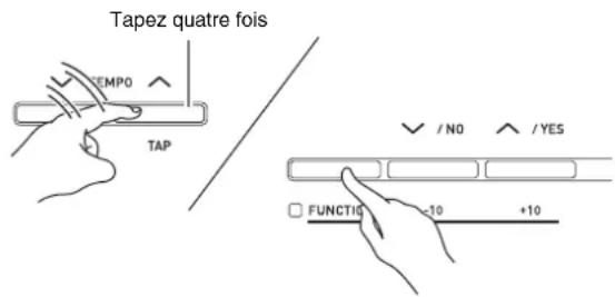 Tapez quatre fois TEMP0 TAP / NO / YES □ FUNC TIO -10 +10