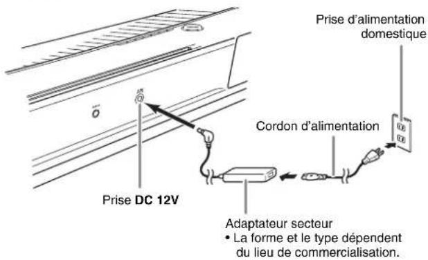 Prise d'alimentation domestique Prise DC 12V Cordon d'alimentation Adaptateur secteur • La forme et le type dépendent du lieu de commercialisation.