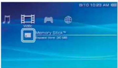 B/10 10:23 AM Video Memory Stick™ Espace libre 30 MB