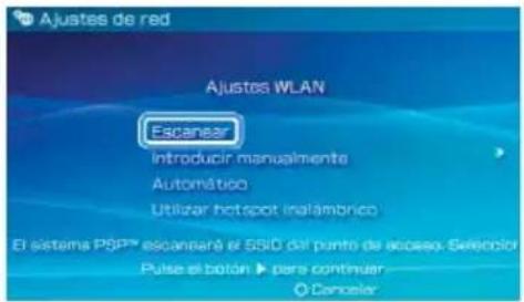 Ajustes de red Ajustes WLAN Escanear Introducir manualmente Automático Utilizar hotspot inalámbrico El sistema PÓP™ escannaré el SSID del punto de acceso. Selecolor Pulse el bolón ▶ para continuar Canceler