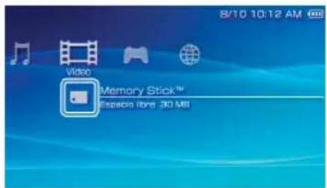 B/10 10:12 AM Video Memory Stick™ Especio libre 30 MB