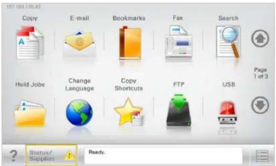 LEXMARK X792de - Understanding the home screen - 1