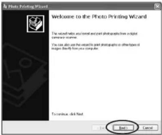 Photo Printing Wizard Welcome to the Photo Printing Wizard The word helps you install and print photographs from a digital camera or console. You can also use this word to print photographic or other types of images directly from your computer. To continue, click Next. Next > Cancel