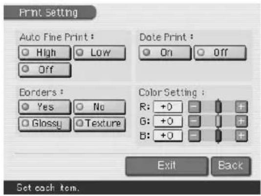 SONY DPP-EX7 - Cambio de las preferencias de impresión (Print Setting) - 1