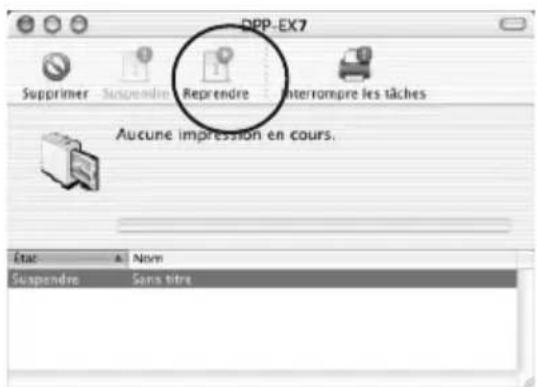 SONY DPP-EX7 - Si une erreur se produit au cours d'une impression sous Mac OS X (v10.1/v10.2) - 3