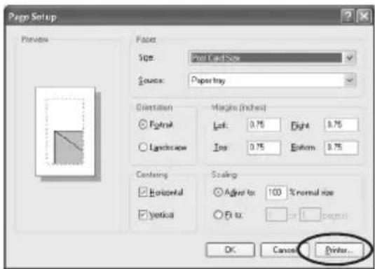 Page Setup Preview Face Size: 250 Card Size Source: Paper tray Orientation ◎ Right ○ Landscape Margins (inches) Left: 0.75 Right 0.75 Top: 0.75 Bottom 0.75 Scaling ◎ Adjust to: 100 % normal size ○ Left: OK Cancel Print... ✓ Horizontal ✓ Textura