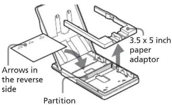 Arrows in the reverse side Partition 3.5 x 5 inch paper adaptor