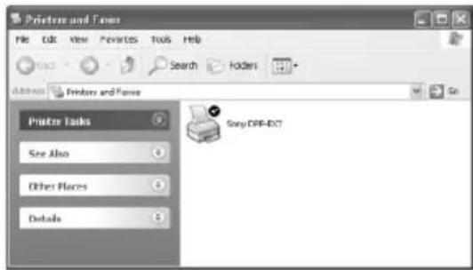 Printers and Paper File Edit View Favorites Tools Help Search Folders Printers and Paper Printer Tasks See Also Other Places Details Sony DFF-EXT