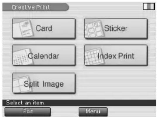SONY DPP-EX7 - Utilidades del menú Creative Print - 1