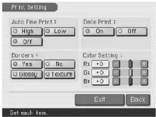 SONY DPP-EX7 - Modification des préférences d'impression (Print Setting) - 1
