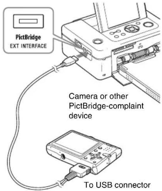 PictBridge EXT INTERFACE Camera or other PictBridge-complaint device To USB connector