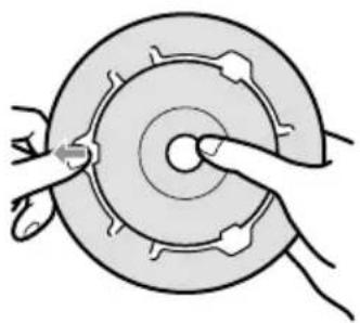 SONY DPP-SV88 - Insert an 8cm CD-R/RW disc into the two tabs of the adaptor in the order of ① and ②. - 2