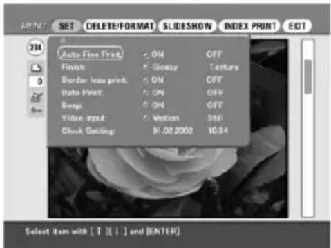 SONY DPP-SV88 - Modification des préférences de l'imprimante (SET) - 1