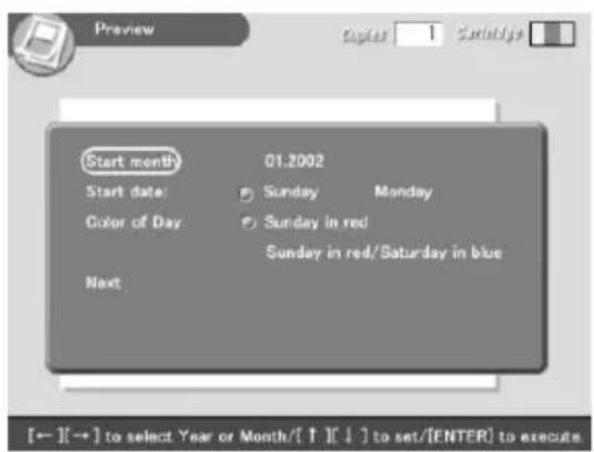 SONY DPP-SV88 - Realizar un calendario - 4