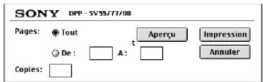 SONY DPP - SV55/T7/BB Pages: Tout Aperçu Impression De : A: Annuler Copies: